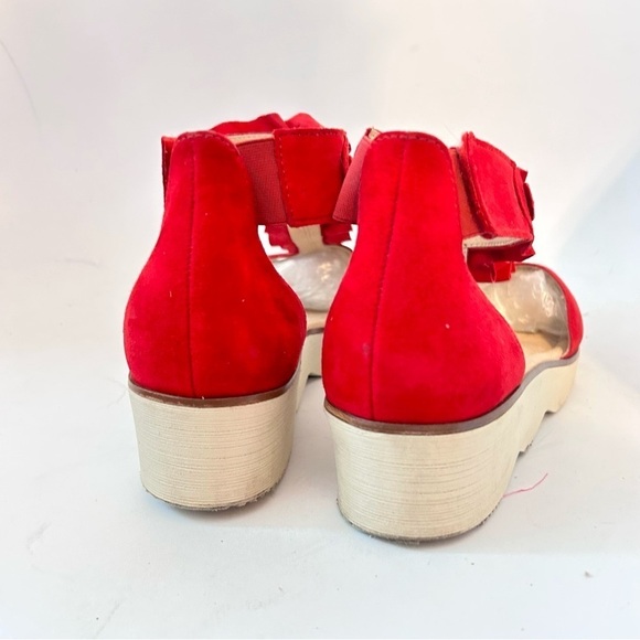 GABOR Olin Ruffled Suede Leather T-Strap Comfort Wedge Sandal Size us 10.5 / 11 - Picture 11 of 14